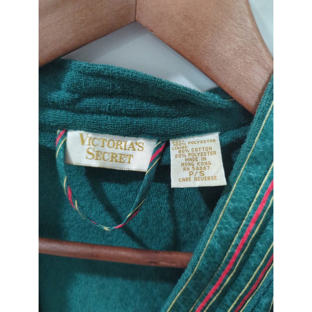 Victoria's Secret Vintage Gold Label Green Red Striped Robe - Picture 3 of 4